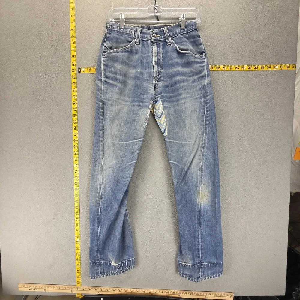 Vintage Levis Engineered Jeans Mens Blue Twisted Patched Zip Fly Fits 26x30